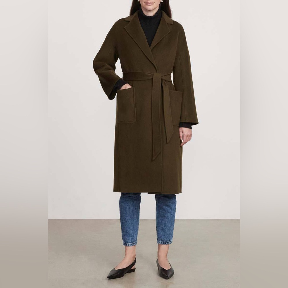 The curated moss olive brown green classic long tench coat
